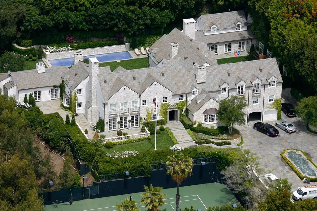 Celebrity Homes in California: Power, Pricing, and the Reality Behind the Headlines 10 Tom Cruise Beverly Hills estate luxury home California traditional architecture aerial view