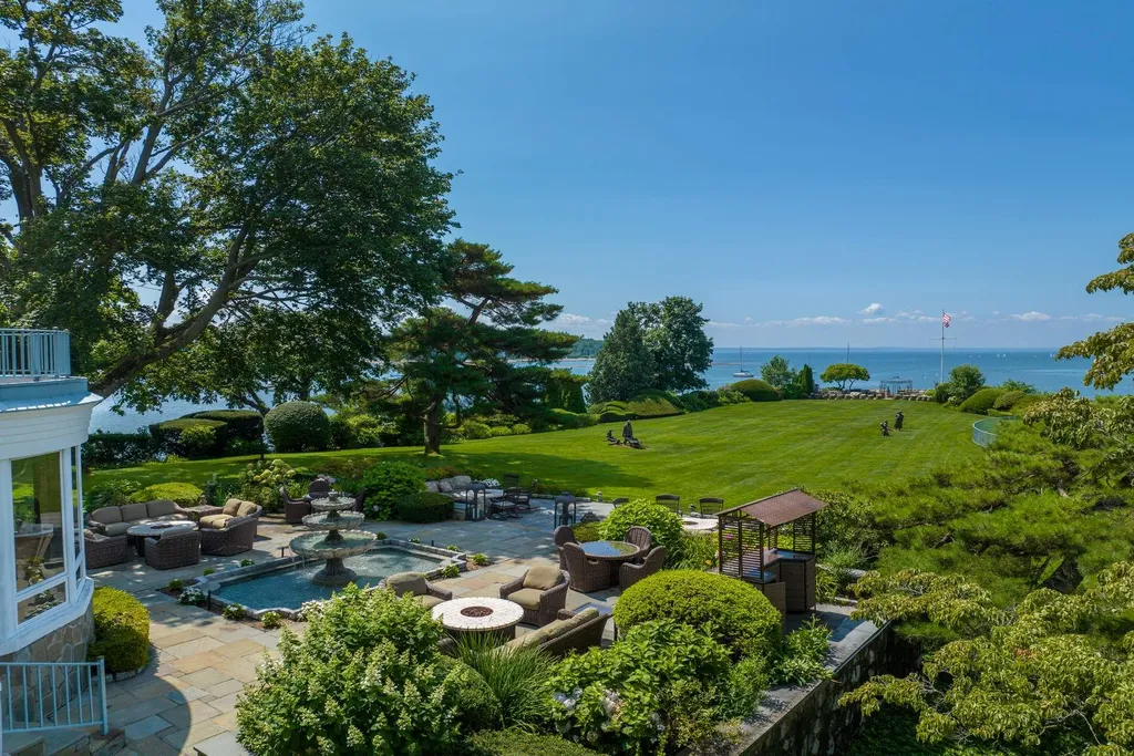 Connecticut’s Most Expensive Home Hits the Market for $100 Million: Historic Waterfront Estate Cedar Cliff Debuts in Greenwich 12 Manicured waterfront lawn and garden terraces at Cedar Cliff estate overlooking Long Island Sound in Riverside Connecticut