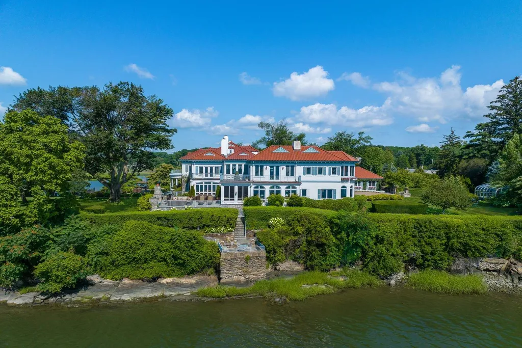 Connecticut’s Most Expensive Home Hits the Market for $100 Million: Historic Waterfront Estate Cedar Cliff Debuts in Greenwich 13 Waterfront view of Cedar Cliff estate with terraced gardens overlooking Long Island Sound in Riverside Connecticut