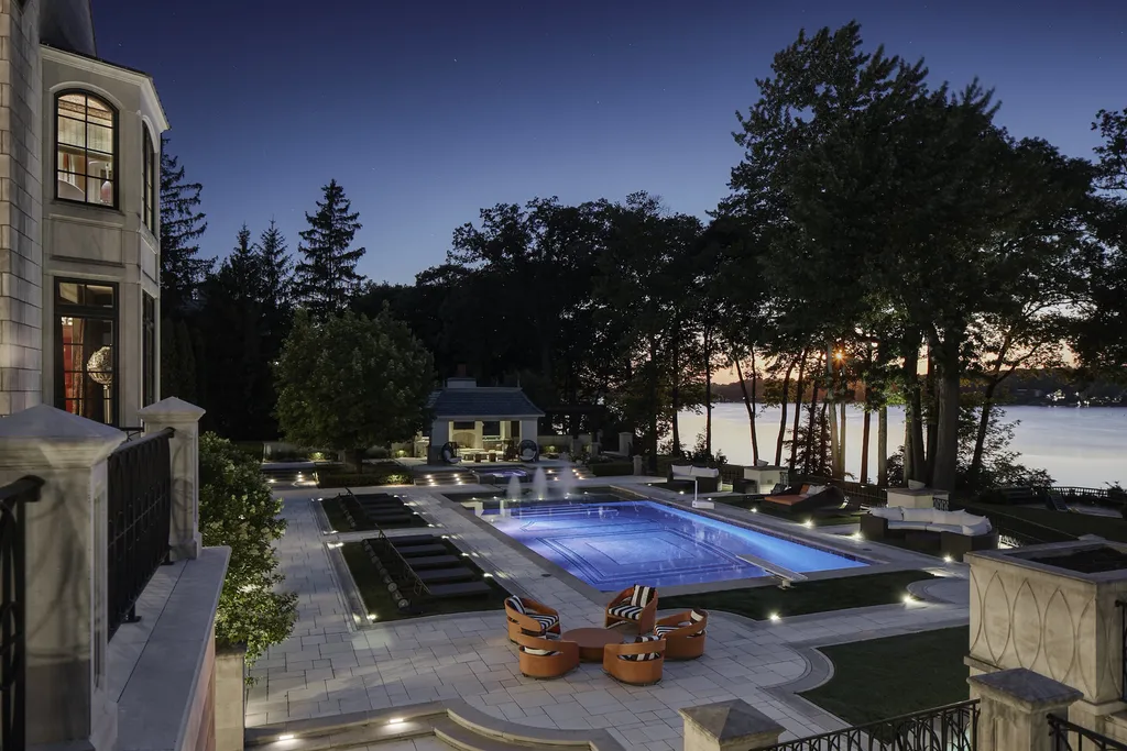 Michigan's Most Expensive Home Hits the Market: $25 Million European Estate Spans Nearly 14 Acres on Upper Straits Lake 15 Michigans Most Expensive Home at 5400 Pontiac Trl Orchard Lake MI 19
