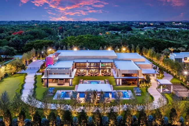 James Bond Fantasy Meets Palm Beach Excess at This $85 Million Villa With a Car Museum and 309-Inch Cinema