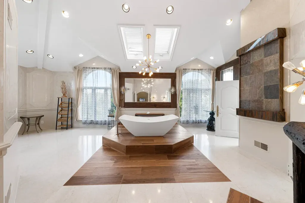 This $6.88 Million New Jersey Mansion Has a Recording Studio—and Manhattan Is Just Eight Miles Away 12 28 tub on a pedistal 1