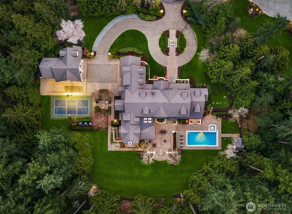 Sammamish Estate With a Pool, Sport Court and Separate Amenities Wing Lists for $6.725 Million 18 2045 250th Place NE Sammamish WA 9807435