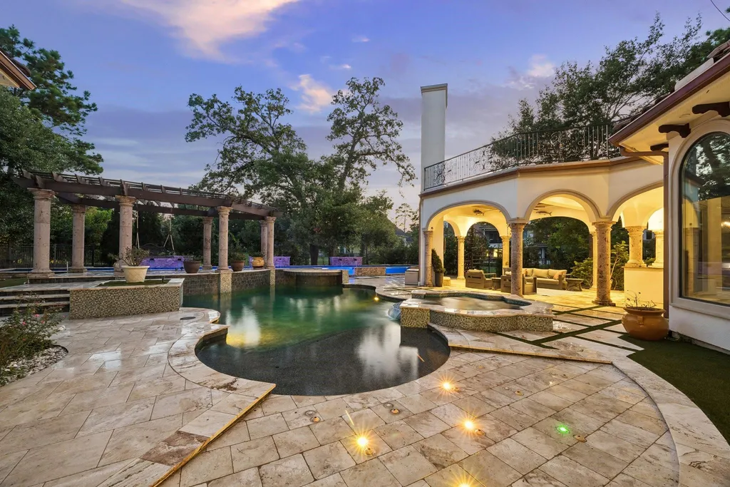 Mediterranean Carlton Woods Estate With Two Pools and a Private Casita Lists for $4,295,000 22 6 N Fazio Way Spring TX 7738943