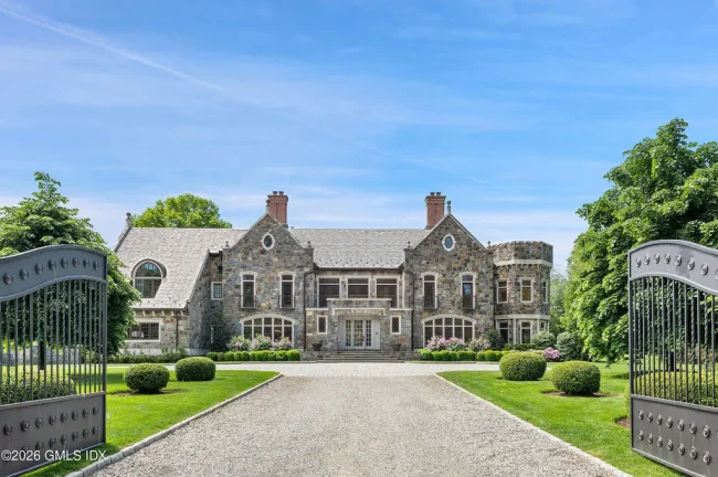 Expansive Greenwich Stone Manor with a 1,500-Square-Foot Guest House and Resort-Style Pool Asks $12,995,000