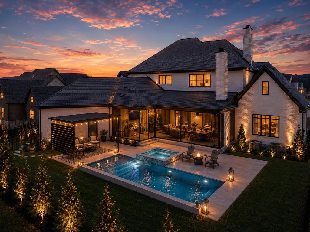 Newly Built Brentwood Estate With a Poolside Fireplace and Private-Access Guest Suite Lists for $3,949,000 2 8104 Turning Point Dr Lot 16 Brentwood TN01