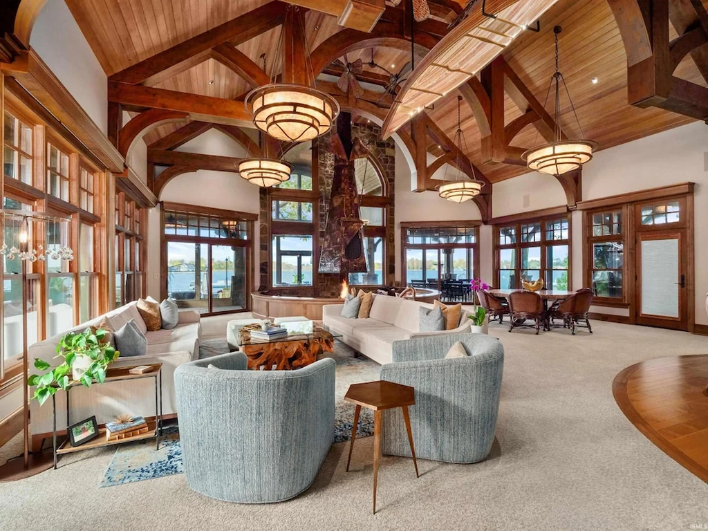 11751 N Black Point Rd – Timbered Great Room Timbered Great Room at 11751 N Black Point Rd, Syracuse, Indiana