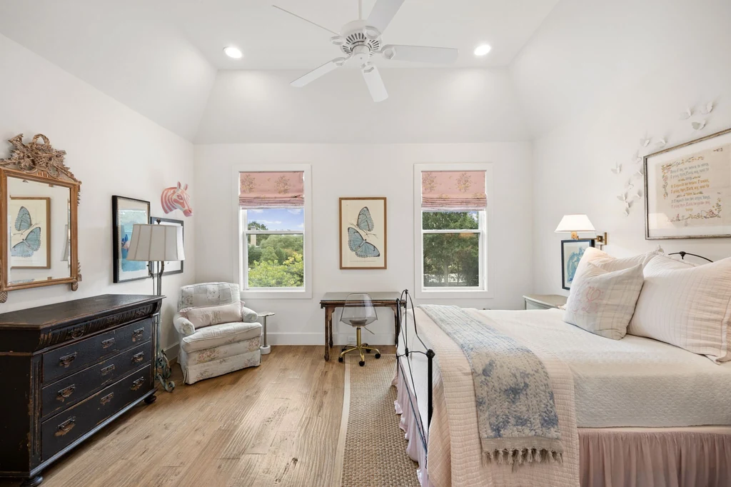 1255 Bolton Ct – Guest Bedroom 1255 Bolton Ct, Southlake: a guest bedroom combines timber flooring, soft colors and traditional furnishings.