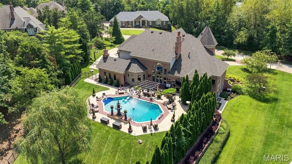 12947 Sunset Bluff Ct – Aerial Estate Overview Aerial Estate Overview at 12947 Sunset Bluff Ct, Sunset Hills, Missouri