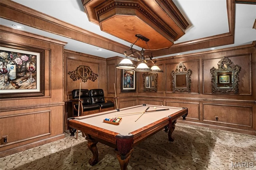12947 Sunset Bluff Ct – Wood Detailed Billiard Room Wood Detailed Billiard Room at 12947 Sunset Bluff Ct, Sunset Hills, Missouri