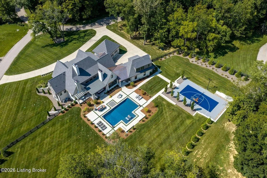 Newly Built Prospect Estate with a Pool, Sport Court and Separate Guest Apartment Lists for $4,995,000 25 14426 River Glades Dr Prospect KY 4005978
