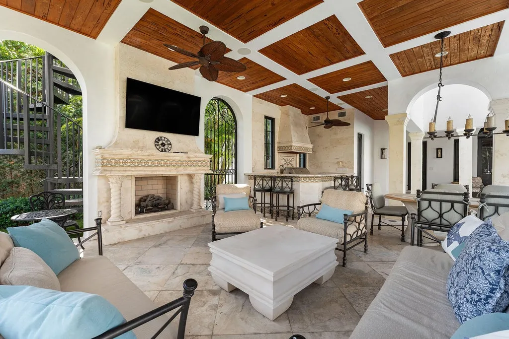 Spanish Mediterranean Boca Raton Estate with 150 Feet of Waterfront Returns to Market for $17,995,000 22 251 W Coconut Palm Road Boca Raton FL29